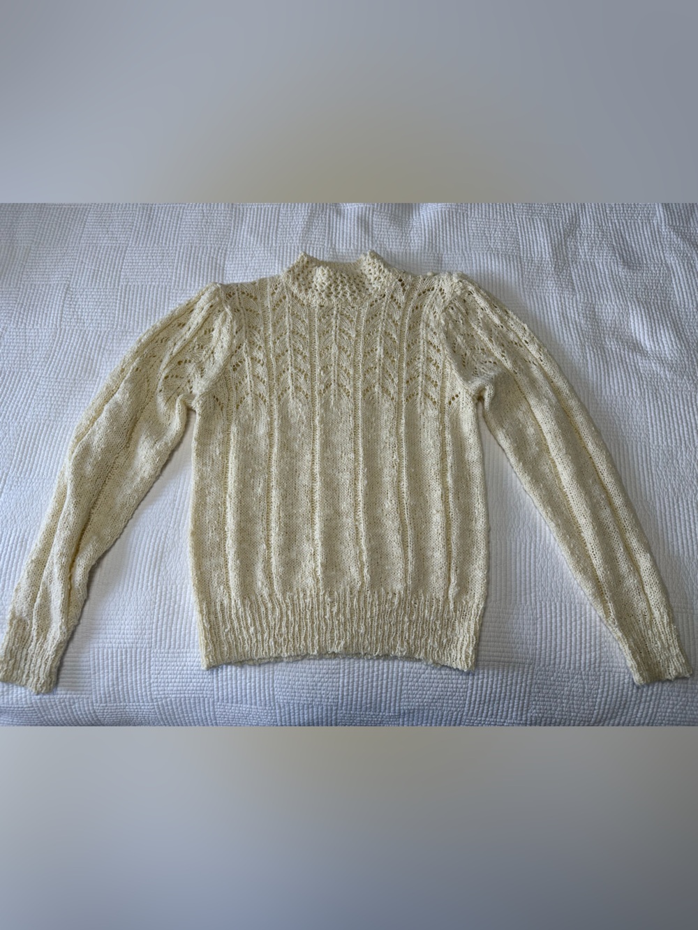 Cream mock neck crochet Sweater
